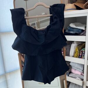 Black Ruffled Sleeveless romper